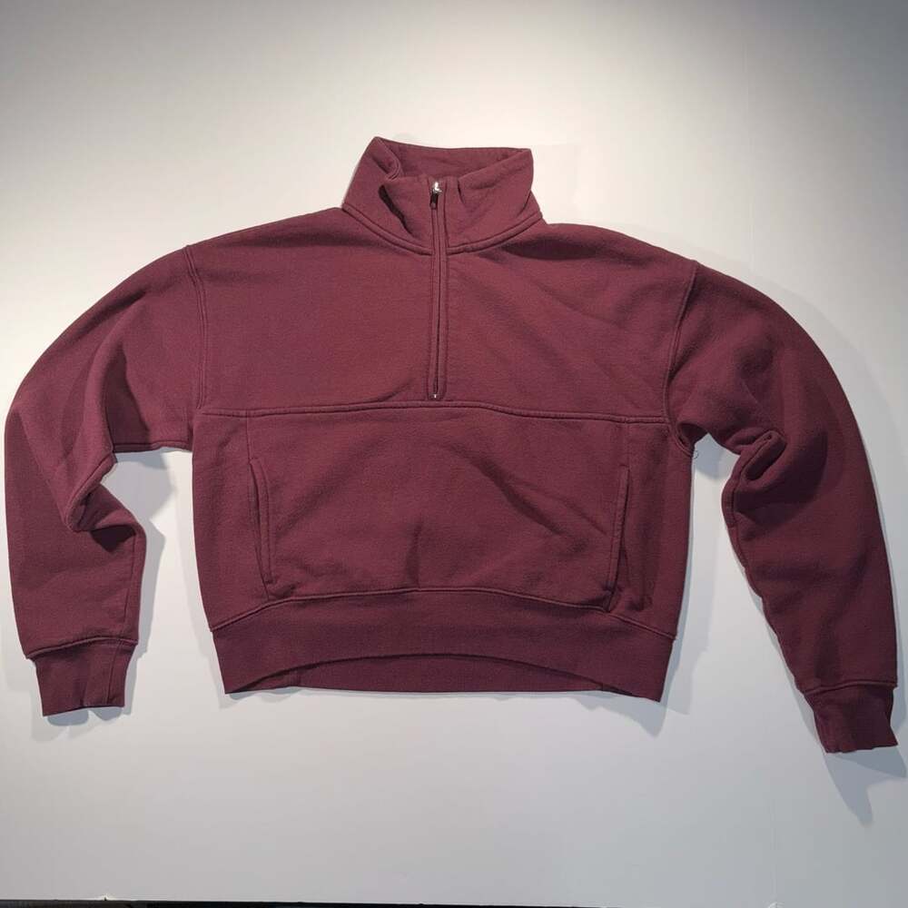 No Boundaries Women's Burgundy Fleece Half Zip Pullover Sweatshirt Size XS 0-2